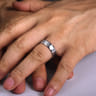 Nicholas - 14K White Gold 6mm - Satin Grooved Edge Men's Wedding Band