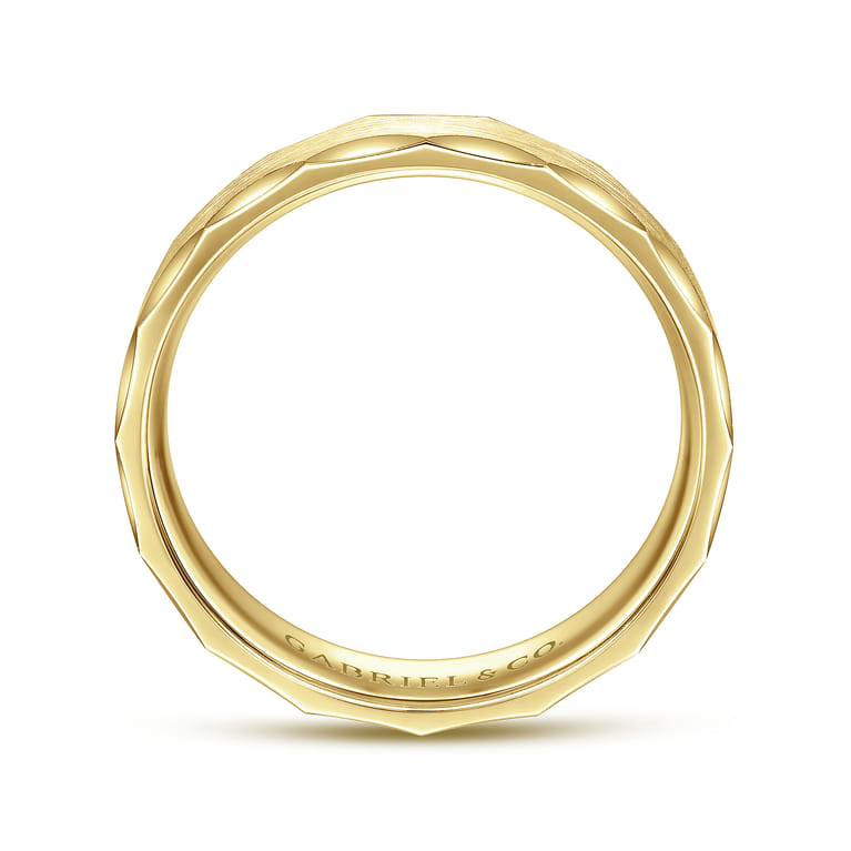 Nicholas - 14K Yellow Gold 6mm - Satin Grooved Edge Men's Wedding Band - Shot 2