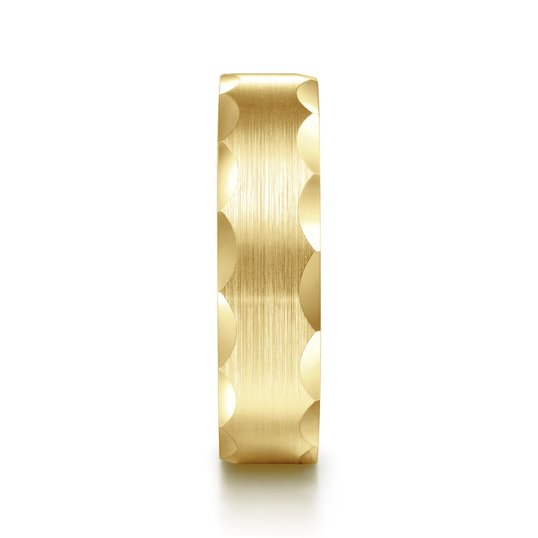 Nicholas - 14K Yellow Gold 6mm - Satin Grooved Edge Men's Wedding Band - Shot 4