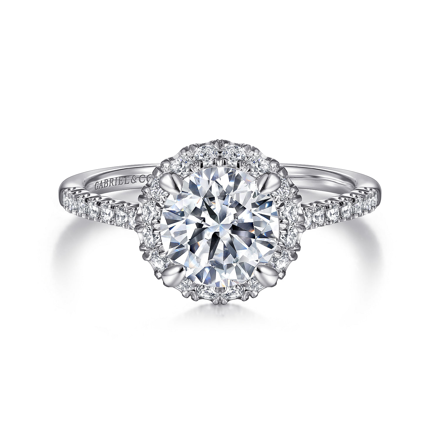 Nicia 14K White Gold Round Halo Diamond Engagement Ring