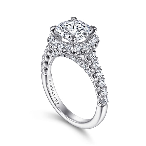 Nicia - 14K White Gold Round Halo Diamond Engagement Ring - 1 ct - Shot 3