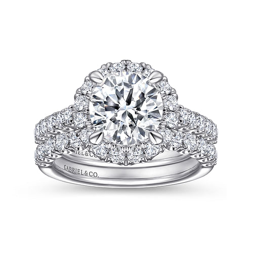 Nicia - 14K White Gold Round Halo Diamond Engagement Ring - 1 ct - Shot 4