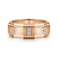 Nico - 14K Rose Gold Diamond Men's Wedding Ring in Satin Finish