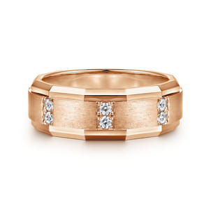 Nico - 14K Rose Gold Diamond Men's Wedding Ring in Satin Finish