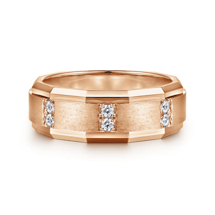 Nico - 14K Rose Gold Diamond Men's Wedding Ring in Satin Finish