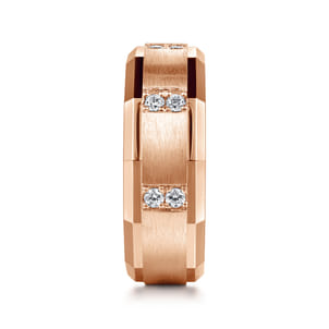 Nico - 14K Rose Gold Diamond Men's Wedding Ring in Satin Finish