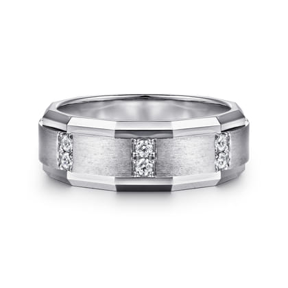 Nico - 14K White Gold Diamond Men's Ring in Satin Finish