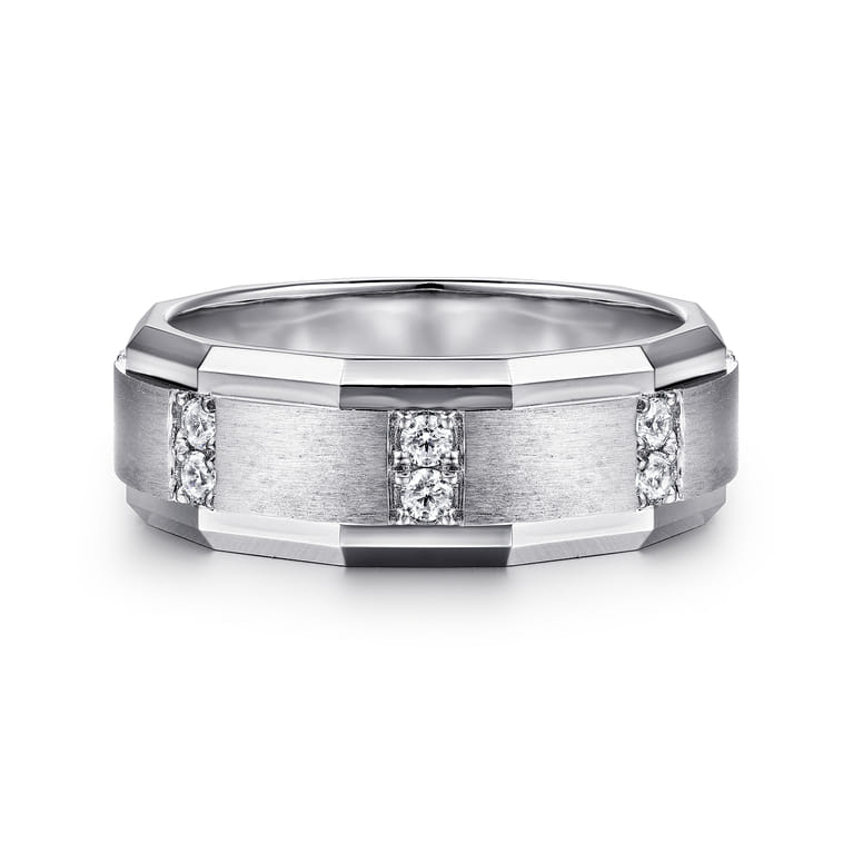 Nico - 14K White Gold Diamond Men's Ring in Satin Finish - 0.35 ct - Shot 1