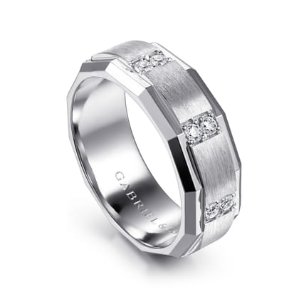 Nico - 14K White Gold Diamond Men's Ring in Satin Finish