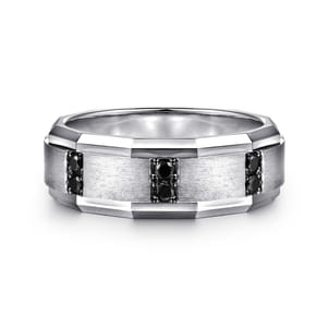 Nico - 14K White Gold Diamond and Black Diamond Mens Ring