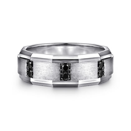 Nico - 14K White Gold Diamond and Black Diamond Mens Ring