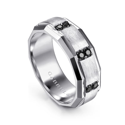 Nico - 14K White Gold Diamond and Black Diamond Mens Ring