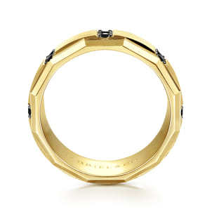 Nico - 14K Yellow Gold Black Diamond Men's Wedding Ring in Satin Finish