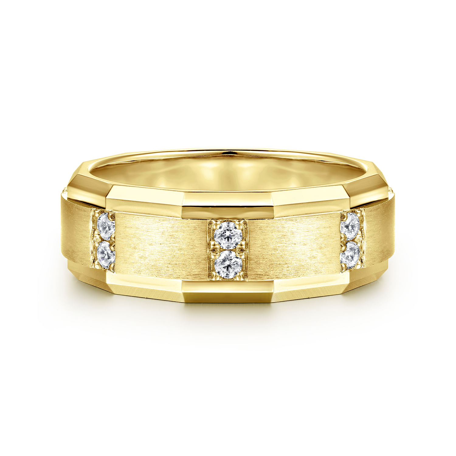 Nico - 14K Yellow Gold Diamond Men's Wedding Ring in Satin Finish