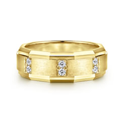 Nico - 14K Yellow Gold Diamond Men's Wedding Ring in Satin Finish