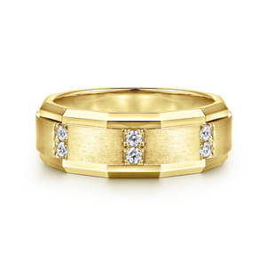 Nico - 14K Yellow Gold Diamond Men's Wedding Ring in Satin Finish