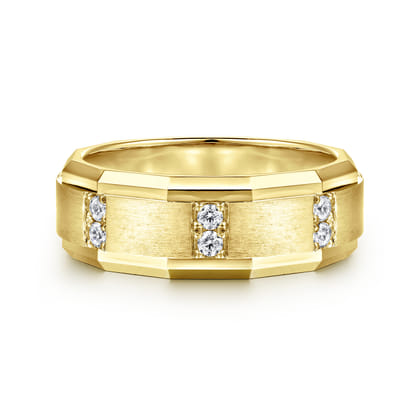 Nico - 14K Yellow Gold Diamond Men's Wedding Ring in Satin Finish