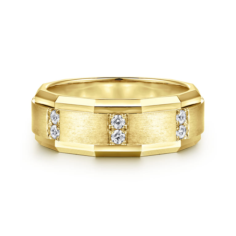 Nico - 14K Yellow Gold Diamond Men's Wedding Ring in Satin Finish - 0.35 ct - Shot 1