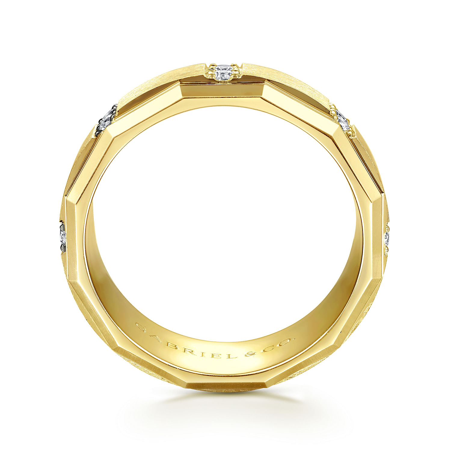 Nico - 14K Yellow Gold Diamond Men's Wedding Ring in Satin Finish