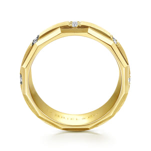Nico - 14K Yellow Gold Diamond Men's Wedding Ring in Satin Finish