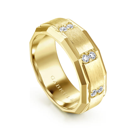 Nico - 14K Yellow Gold Diamond Men's Wedding Ring in Satin Finish