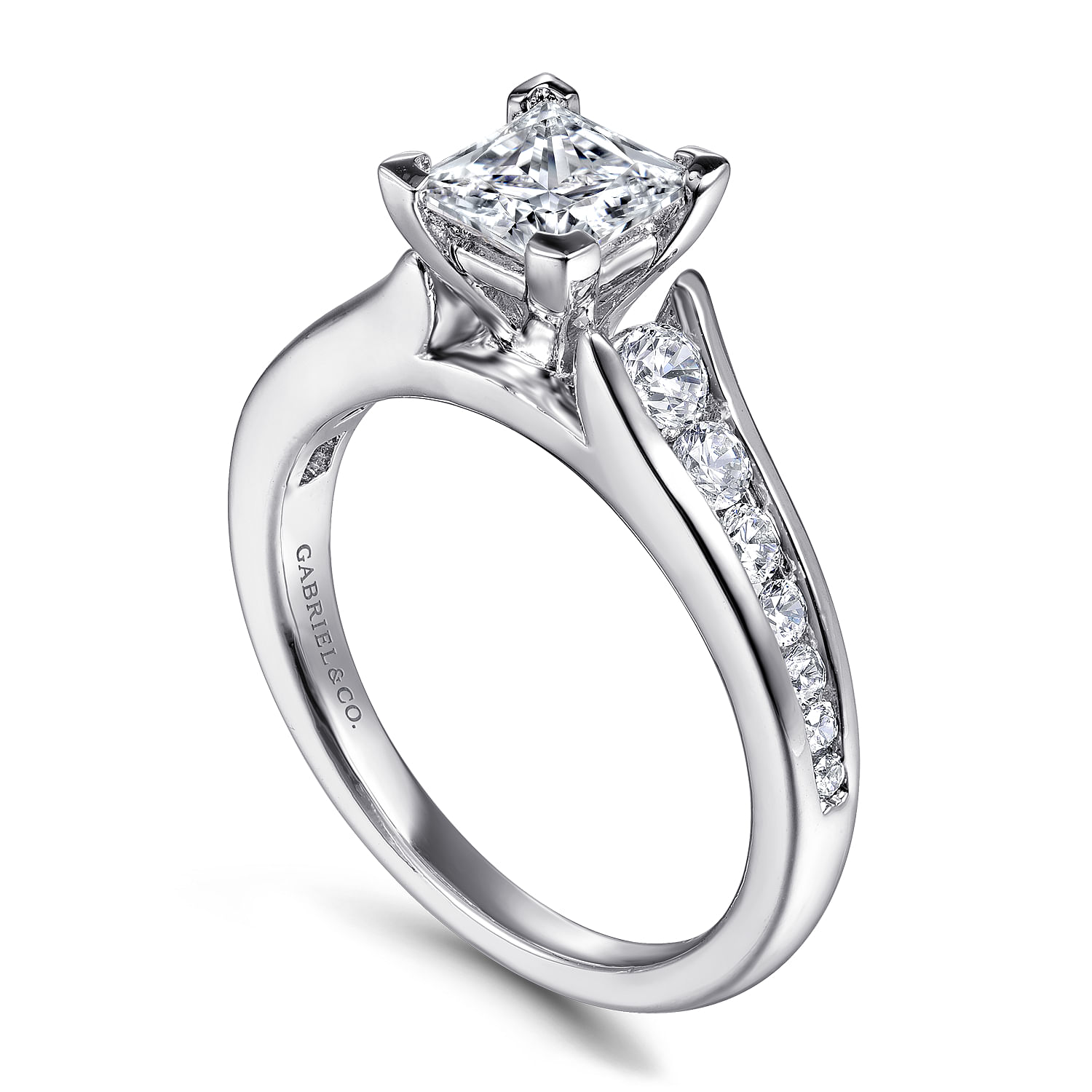 Nicola - 14K White Gold Princess Cut Diamond Channel Set Engagement Ring