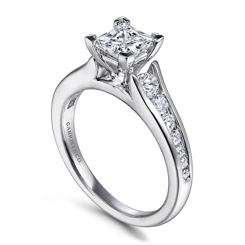 Nicola - 14K White Gold Princess Cut Diamond Channel Set Engagement Ring - 0.46 ct - Shot 3