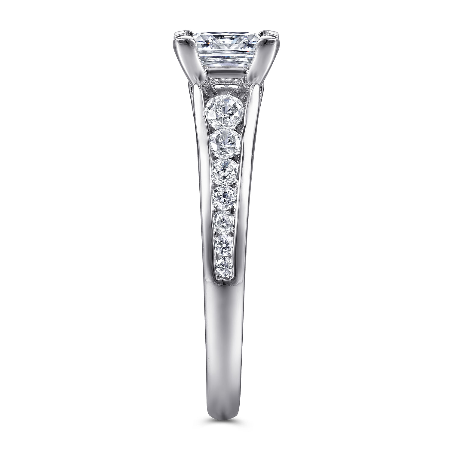 Nicola - 14K White Gold Princess Cut Diamond Channel Set Engagement Ring