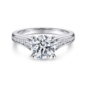 Nicola - 14K White Gold Round Diamond Channel Set Engagement Ring