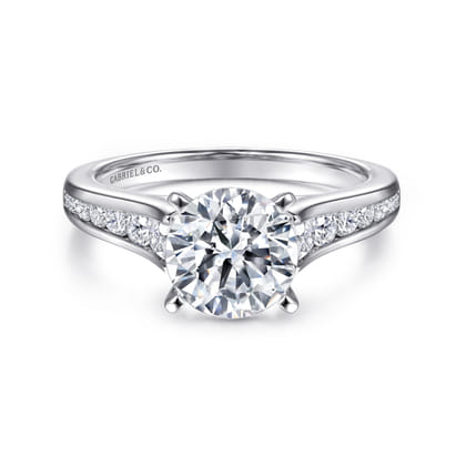 Nicola - 14K White Gold Round Diamond Channel Set Engagement Ring