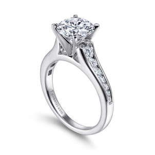 Nicola - 14K White Gold Round Diamond Channel Set Engagement Ring
