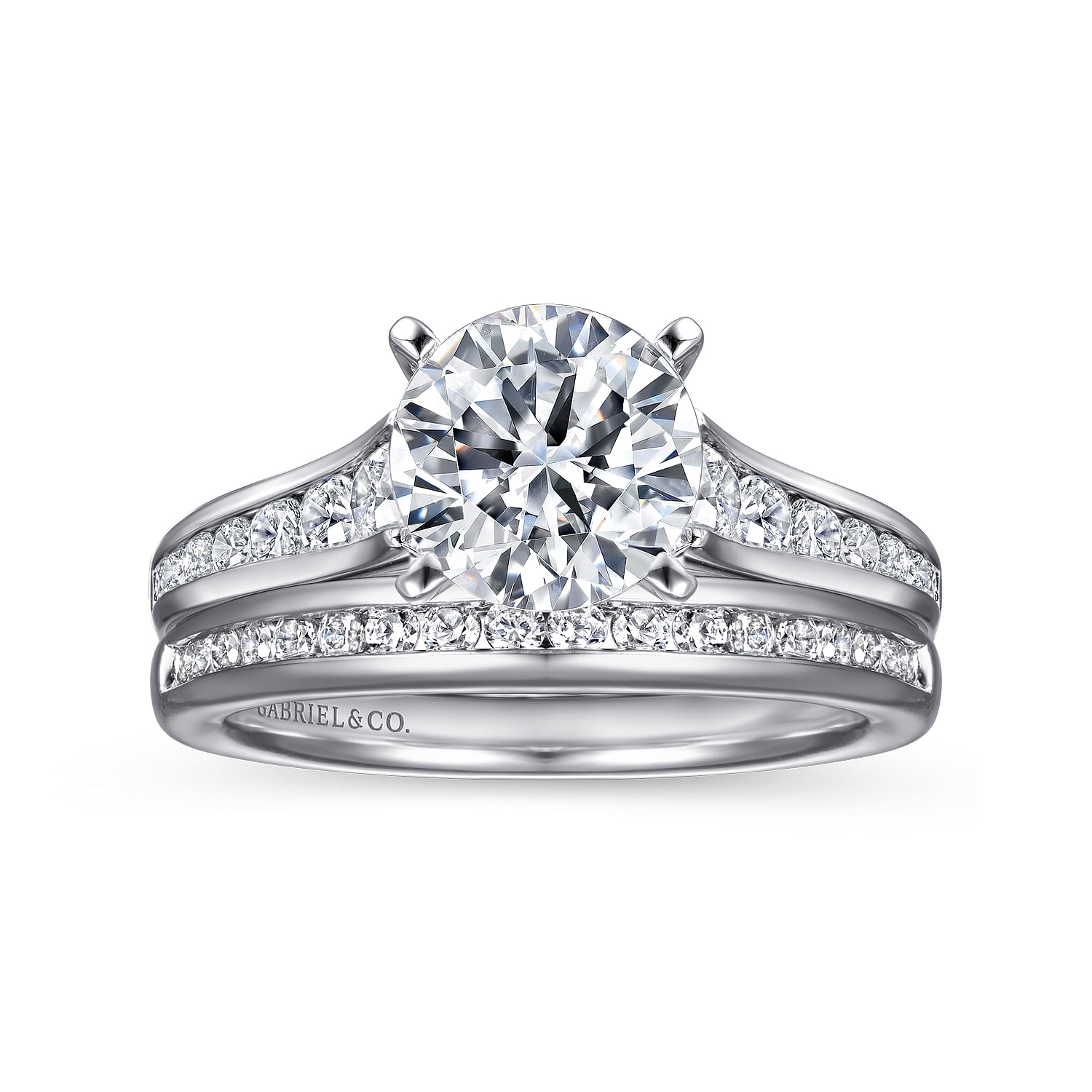 Nicola - 14K White Gold Round Diamond Channel Set Engagement Ring