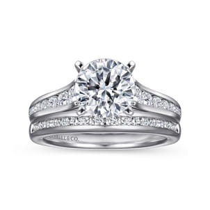 Nicola - 14K White Gold Round Diamond Channel Set Engagement Ring