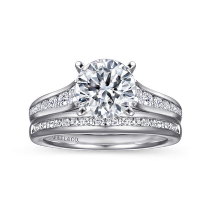 Nicola - 14K White Gold Round Diamond Channel Set Engagement Ring