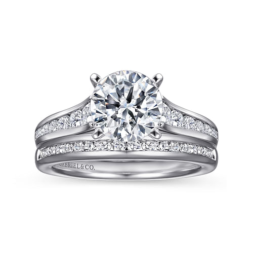 Nicola - 14K White Gold Round Diamond Channel Set Engagement Ring - 0.46 ct - Shot 4