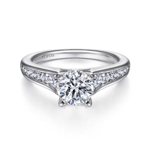 Nicola - 14K White Gold Round Diamond Channel Set Engagement Ring