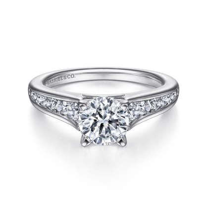 Nicola - 14K White Gold Round Diamond Channel Set Engagement Ring