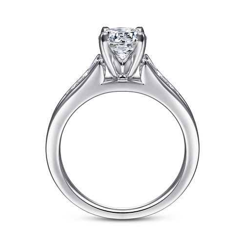 Nicola - 14K White Gold Round Diamond Channel Set Engagement Ring - 0.46 ct - Shot 2
