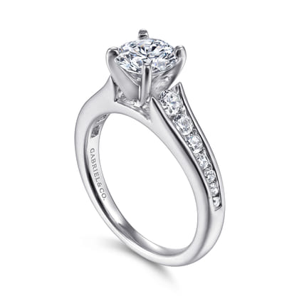 Nicola - 14K White Gold Round Diamond Channel Set Engagement Ring