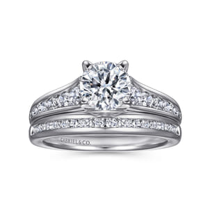 Nicola - 14K White Gold Round Diamond Channel Set Engagement Ring