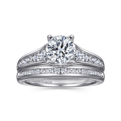 Nicola - 14K White Gold Round Diamond Channel Set Engagement Ring