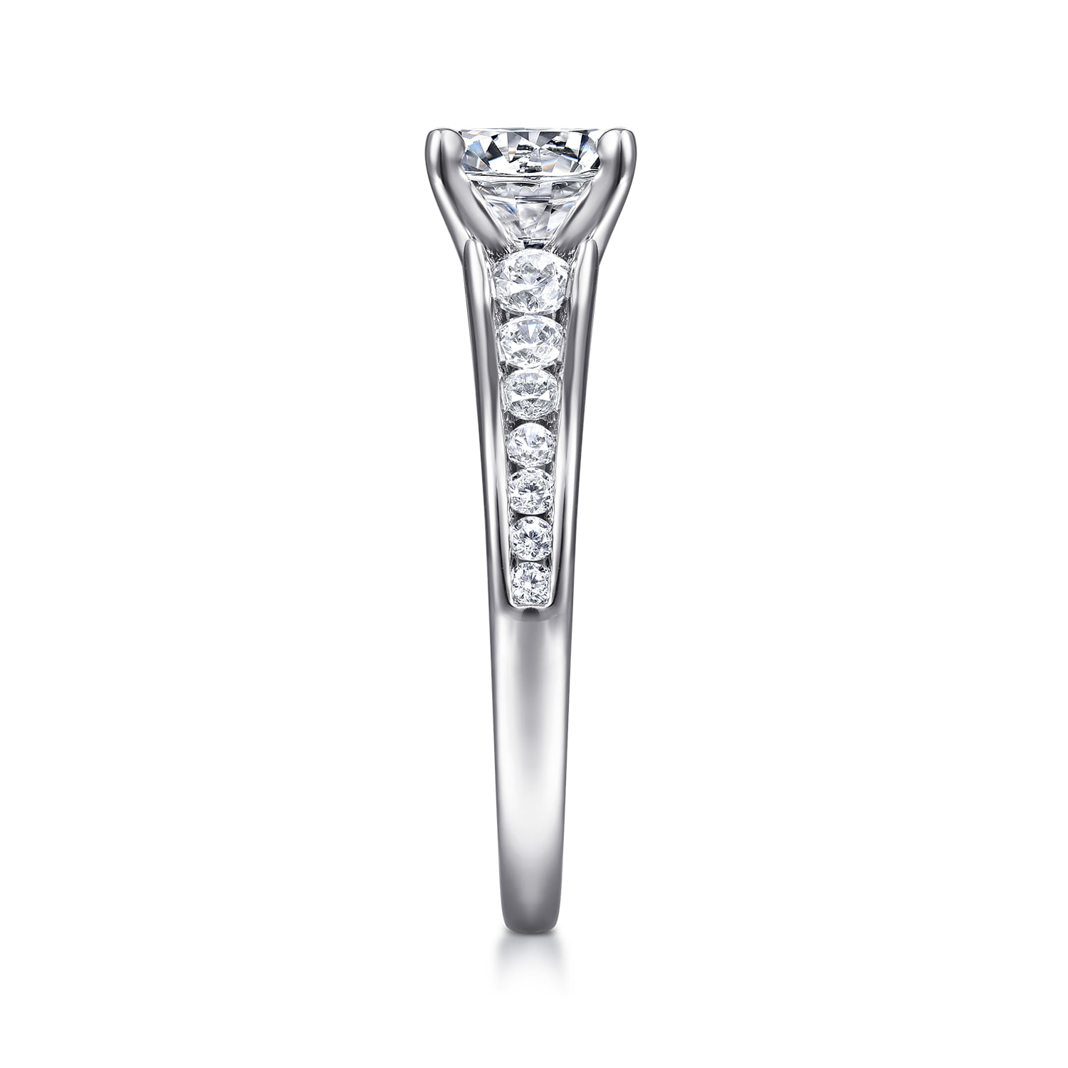 Nicola - 14K White Gold Round Diamond Channel Set Engagement Ring