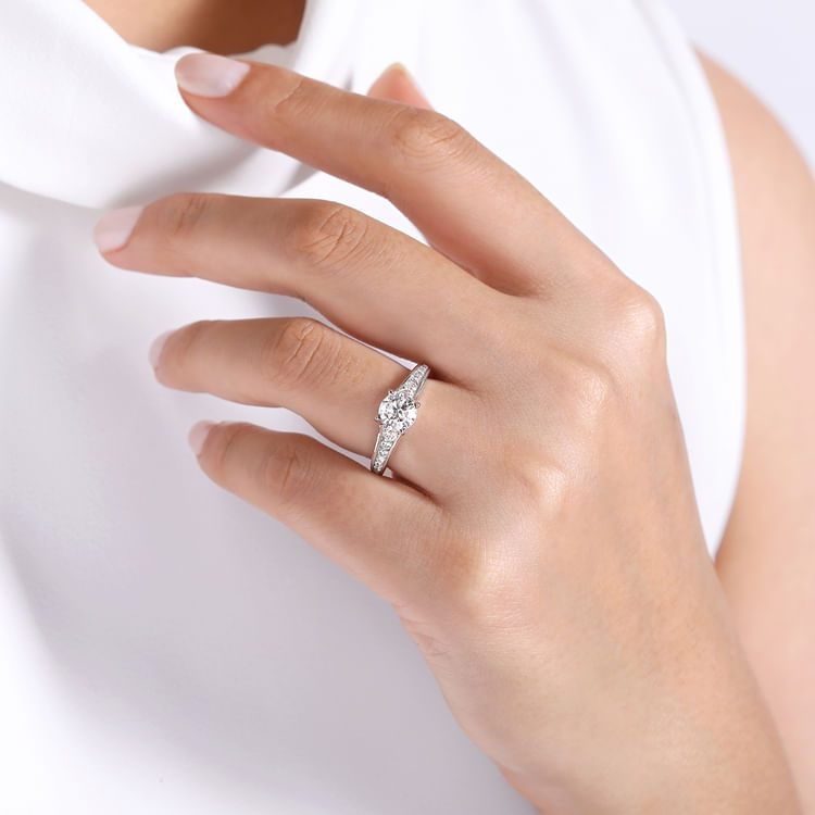 Nicola - 14K White Gold Round Diamond Channel Set Engagement Ring