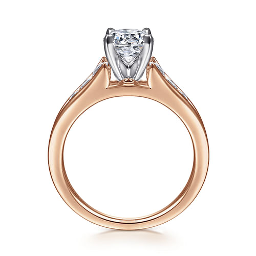Nicola - 14K White-Rose Gold Round Diamond Channel Set Engagement Ring - 0.46 ct - Shot 2
