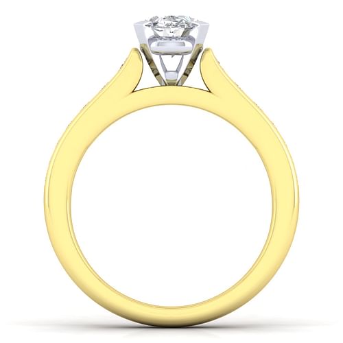 Nicola - 14K White-Yellow Gold Oval Diamond Channel Set Engagement Ring - 0.46 ct - Shot 2