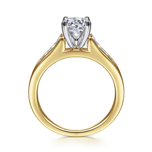 Nicola - 14K White-Yellow Gold Round Diamond Channel Set Engagement Ring