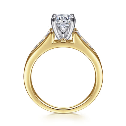 Nicola - 14K White-Yellow Gold Round Diamond Channel Set Engagement Ring