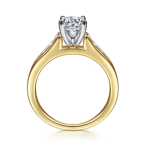 Nicola - 14K White-Yellow Gold Round Diamond Channel Set Engagement Ring - 0.46 ct - Shot 2
