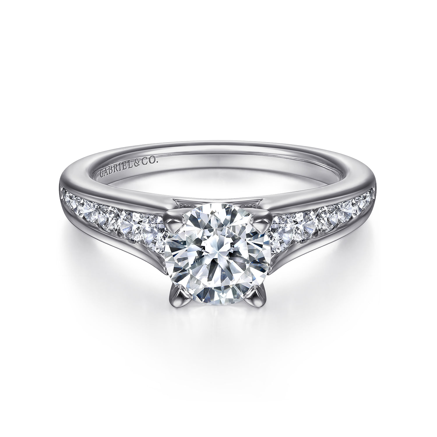 Nicola - Round Diamond Channel Set Engagement Ring in Platinum