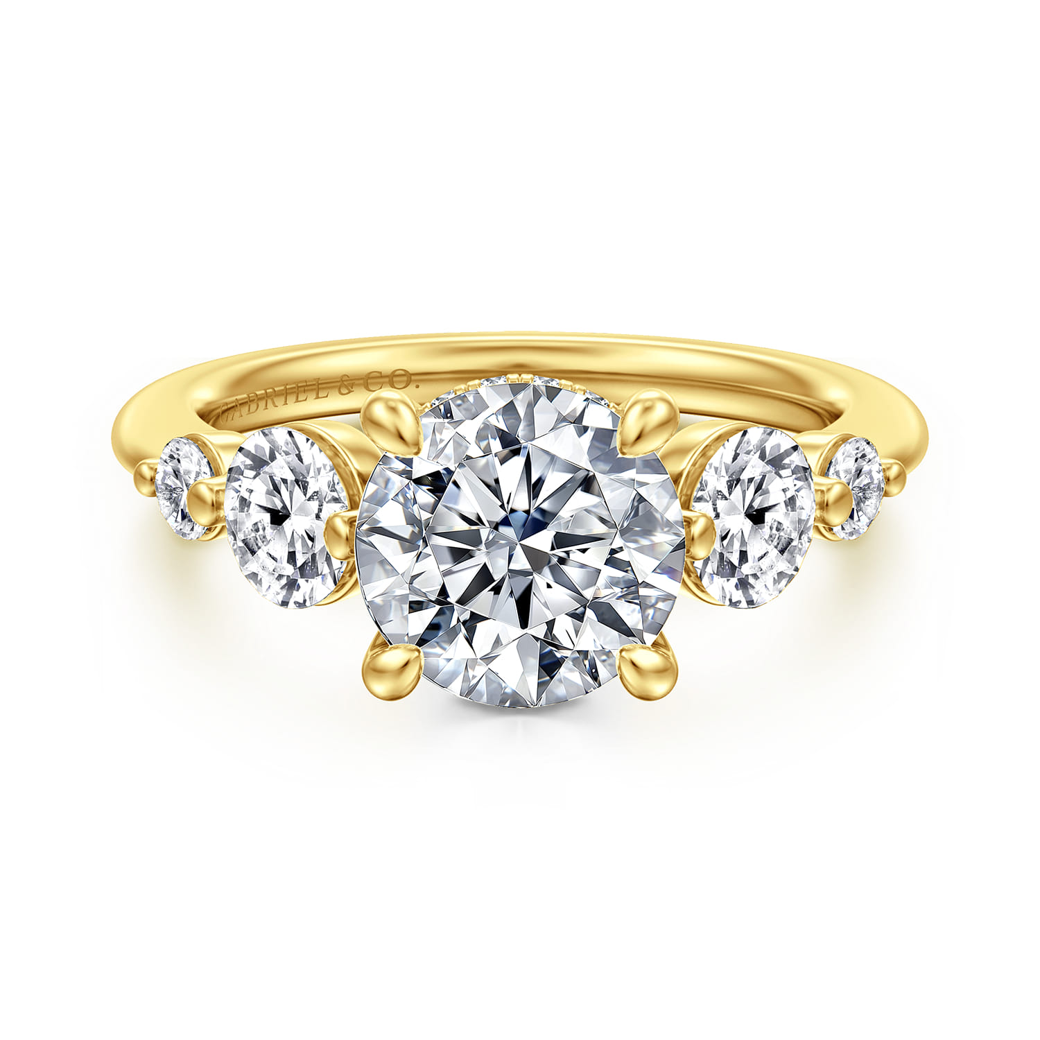 Nilla - 14K Yellow Gold Round Three Stone Diamond Engagement Ring